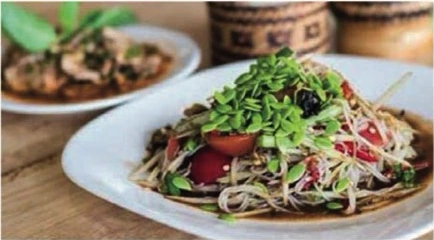 Papaya Salat mit Khanom Jeen