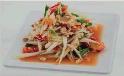 Papaya Salat "THAM THAI" (ohne Krabben/eingelegtem Fisch)